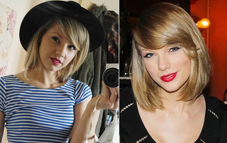 Mái tóc vàng, chân dài, mắt xanh, Rose Nicholas (trái) được cho là có ngoại hình rất giống và là bản sao Taylor Swift (phải). Cô gái 23 tuổi đã kiếm hơn 16.000 USD (hơn 300 triệu USD) nhờ ngoại hình giống hệt thần tượng Taylor Swift.